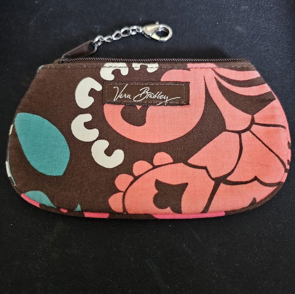 Vera Bradley Brown and Pink Floral Wristlet